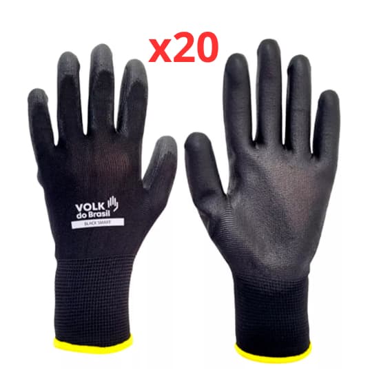 Kit 20 Luva Tatil Volk CA 30916 Multitato Luva PU Pedreiro Marceneiro Eletricista Obras