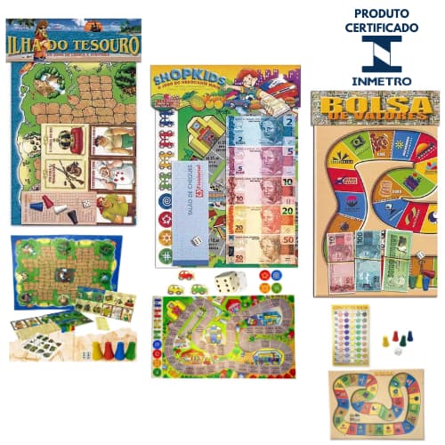 Kit 03 Jogo Tabuleiro Ilha do Tesouro + Bolsa de Valores + Shopkids