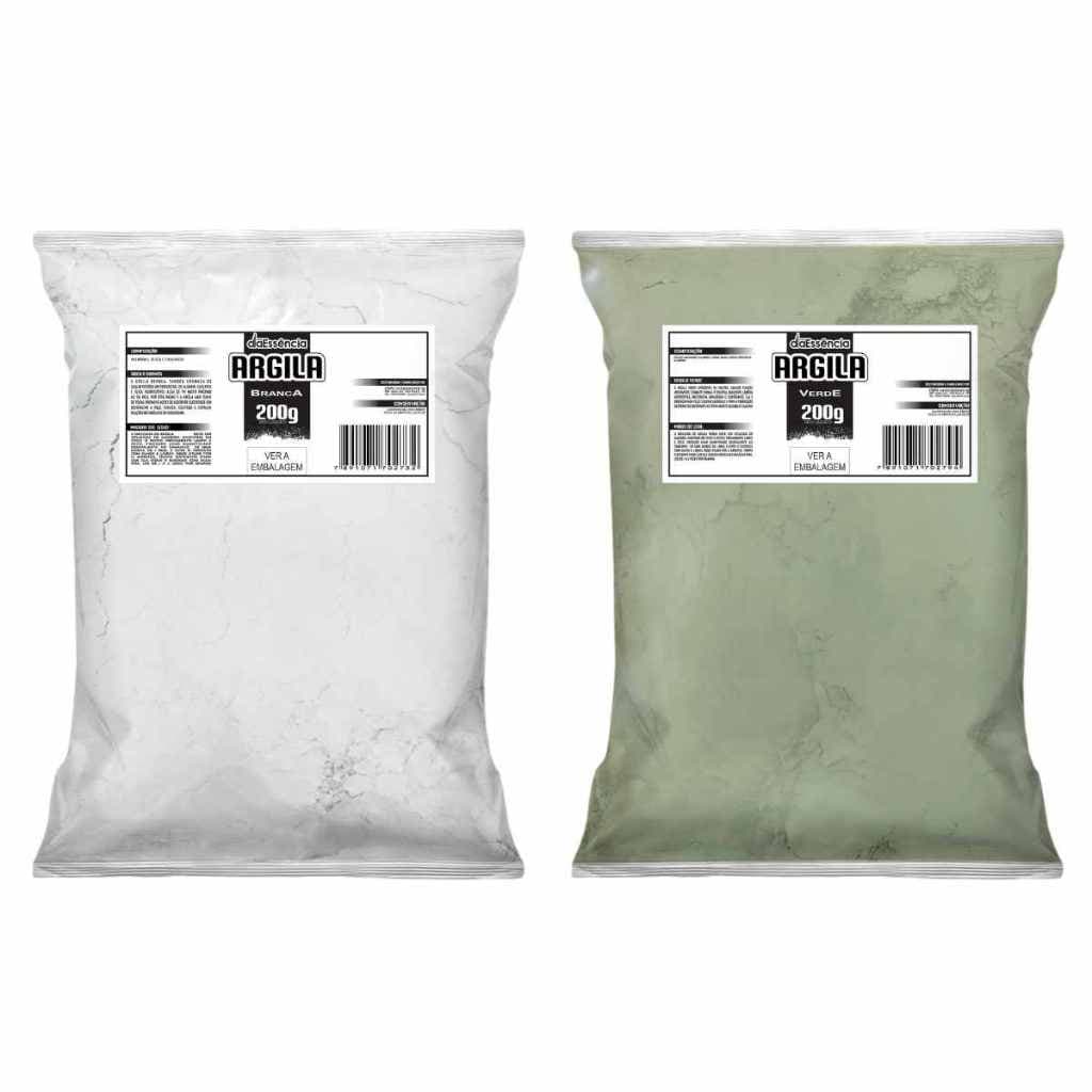 Kit 2 argilas 200g Daessencia (Branca e Verde)