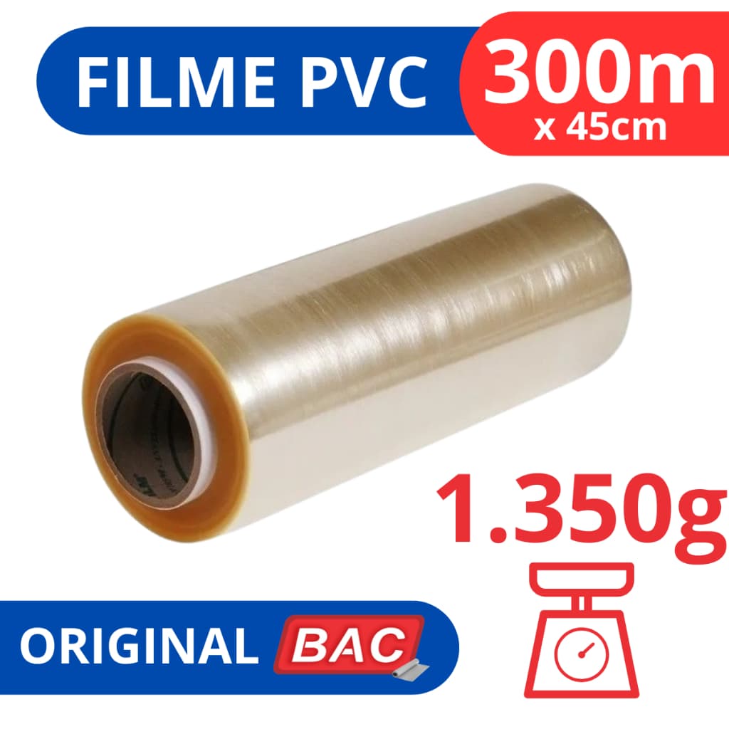 Rolo Bobina Plastico De Filme Pvc 45cm X 300 Metros Original BAC