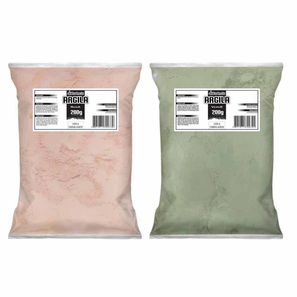 Kit 2 argilas 200g Daessencia (Rosa e Verde)