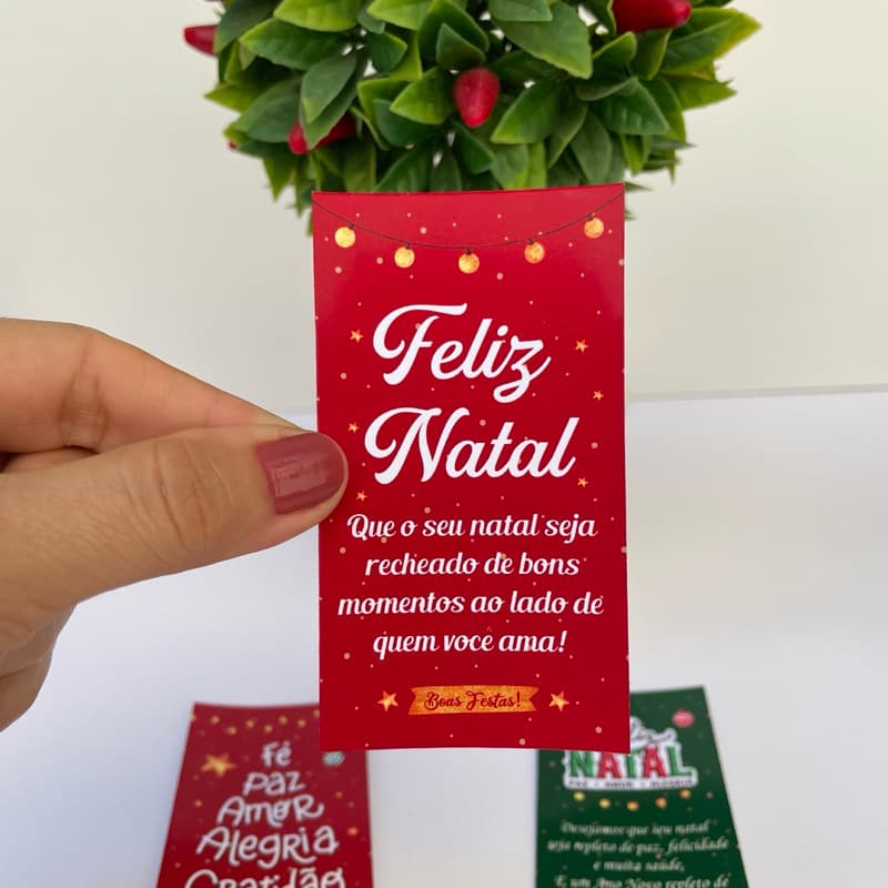Cartão Motivacional Feliz Natal | Tamanho 5x9cm Aprox. | Papel Fotográfico 230g | Papelaria