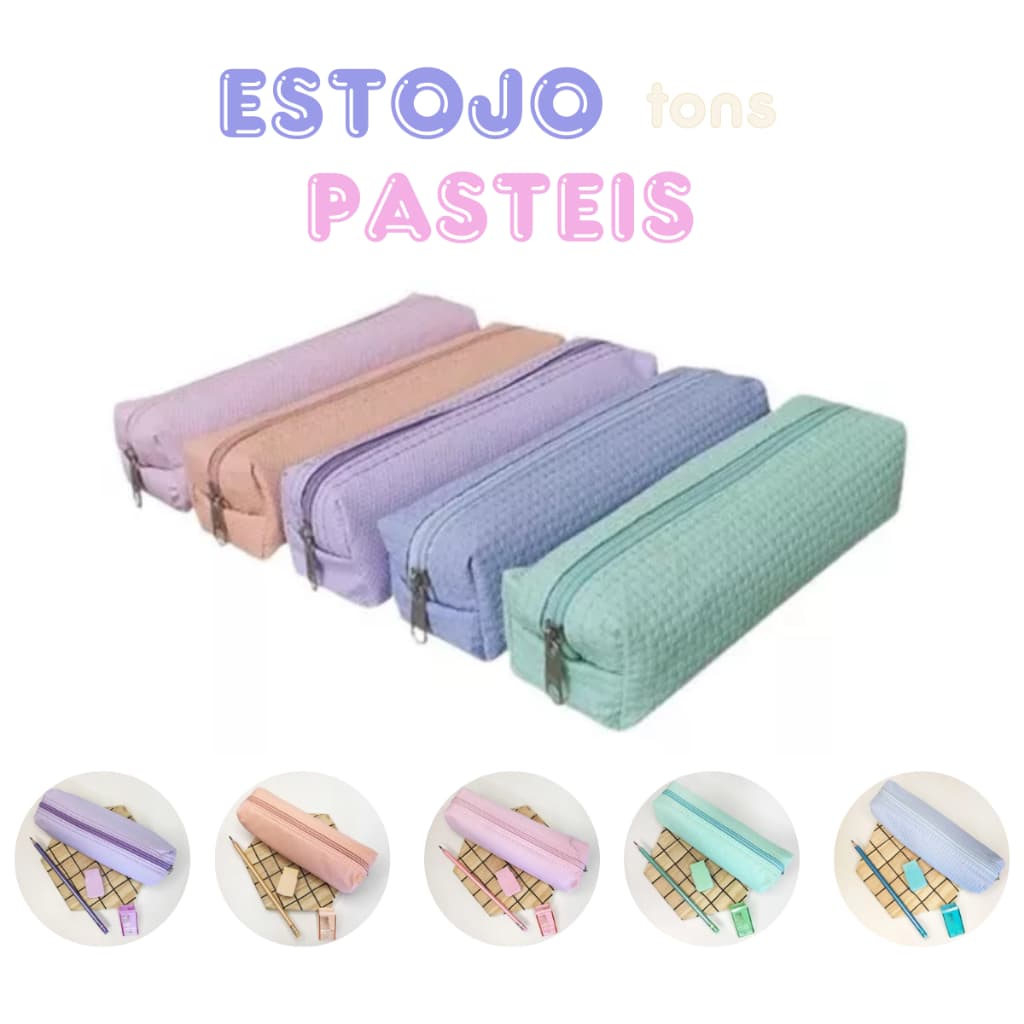 Estojo Escolar Teen Colorido Tons Pastel - Volta As Aulas