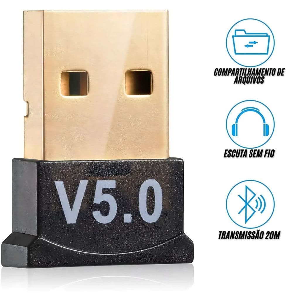 Adaptador E Receptor USB Bluetooth 5.0 Plug usb Transmissor de audio para Notebook