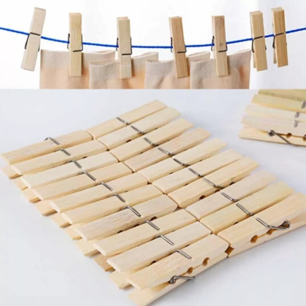 Prendedor Pregador Bambu Pendura Roupa Durável-PACOTE COM 20 UNIDADES