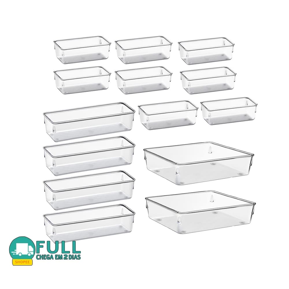 Kit Organizador Multiuso Modular Gavetas Acrilico Cristal e Fume