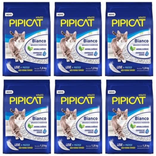 Kit 6 Granulado Sanitário Pipicat Bianco - 1,8kg