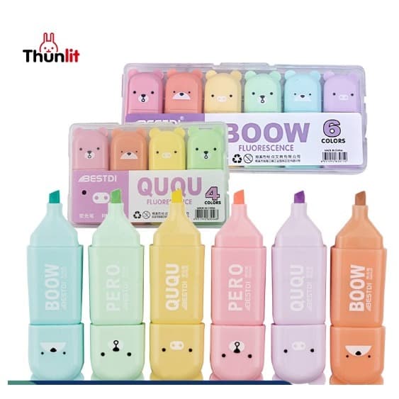 Kit Com 4/5/6 peças Marca Texto formado animais urso Bestdi