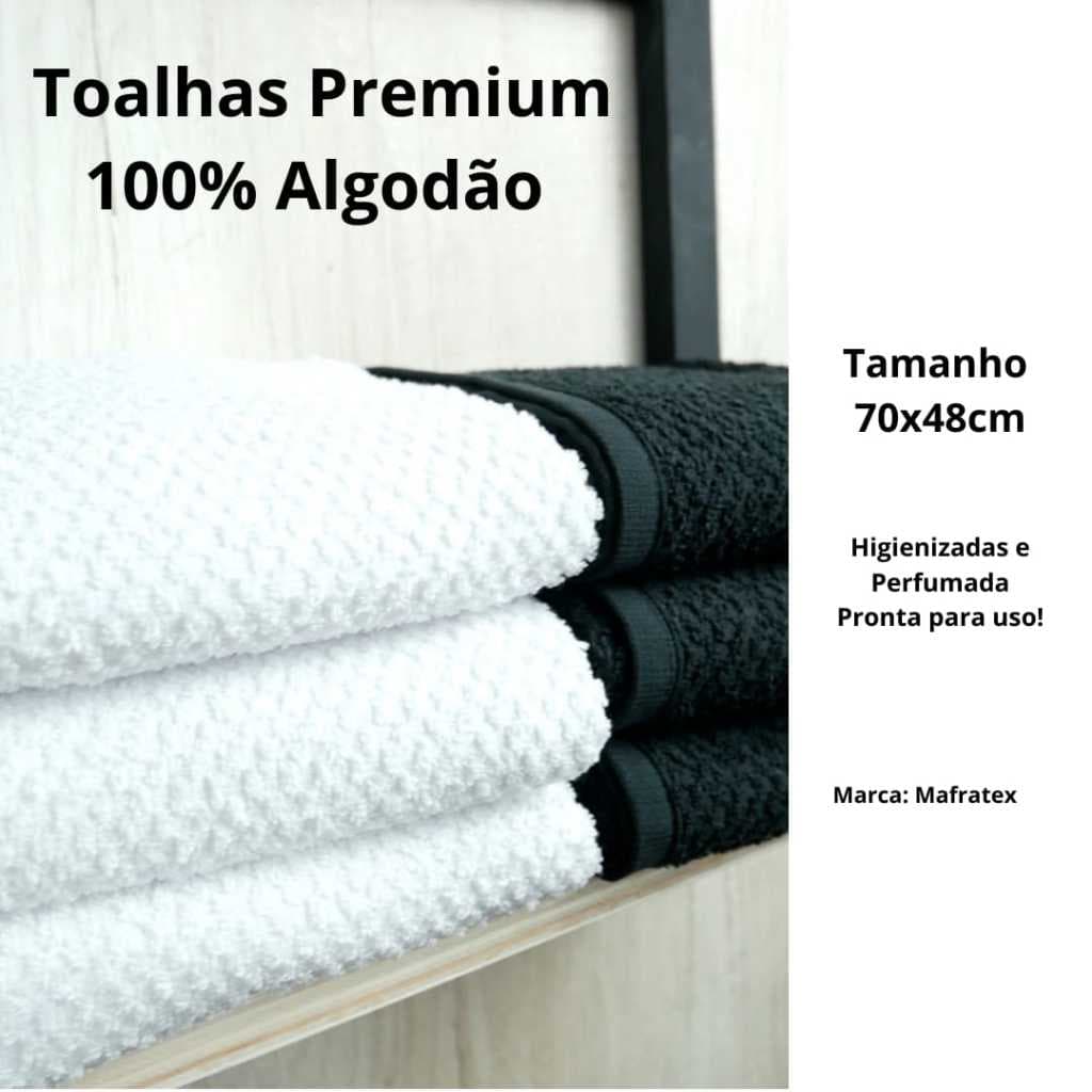 kit Toalhas rosto salão de beleza, barbearia, estética /Grossa 100% Algodão, cor preta e branca