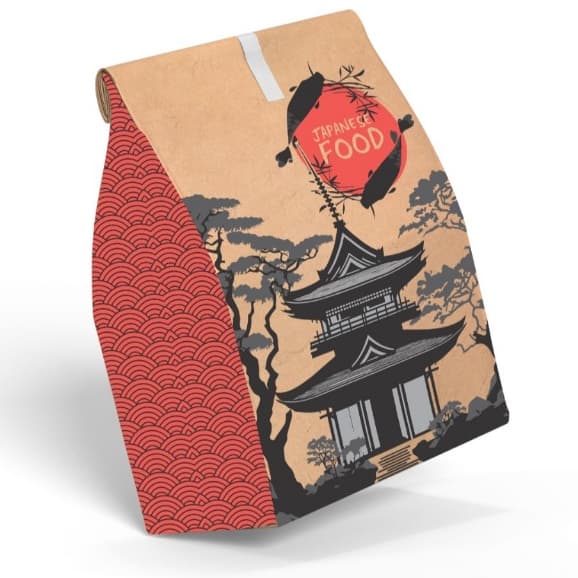 Saco de Papel Kraft Oriental Para Delivery - Japanese Food