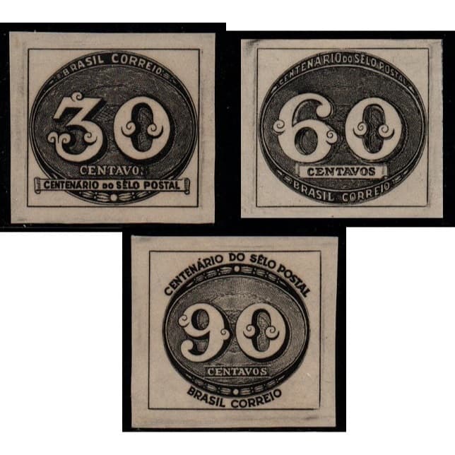 Série 100 anos dos OLHOS DE BOI - selos de carta - filatelia - NOVOS - ano 1943 - catálogo RHM C180/183