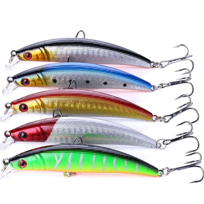 Kit 5 Iscas Artificiais Importadas 1/2 Meia Água de 9 cms e 8,5 gramas Pesca Tucunaré Traíra Dourado Robalo Black Bass