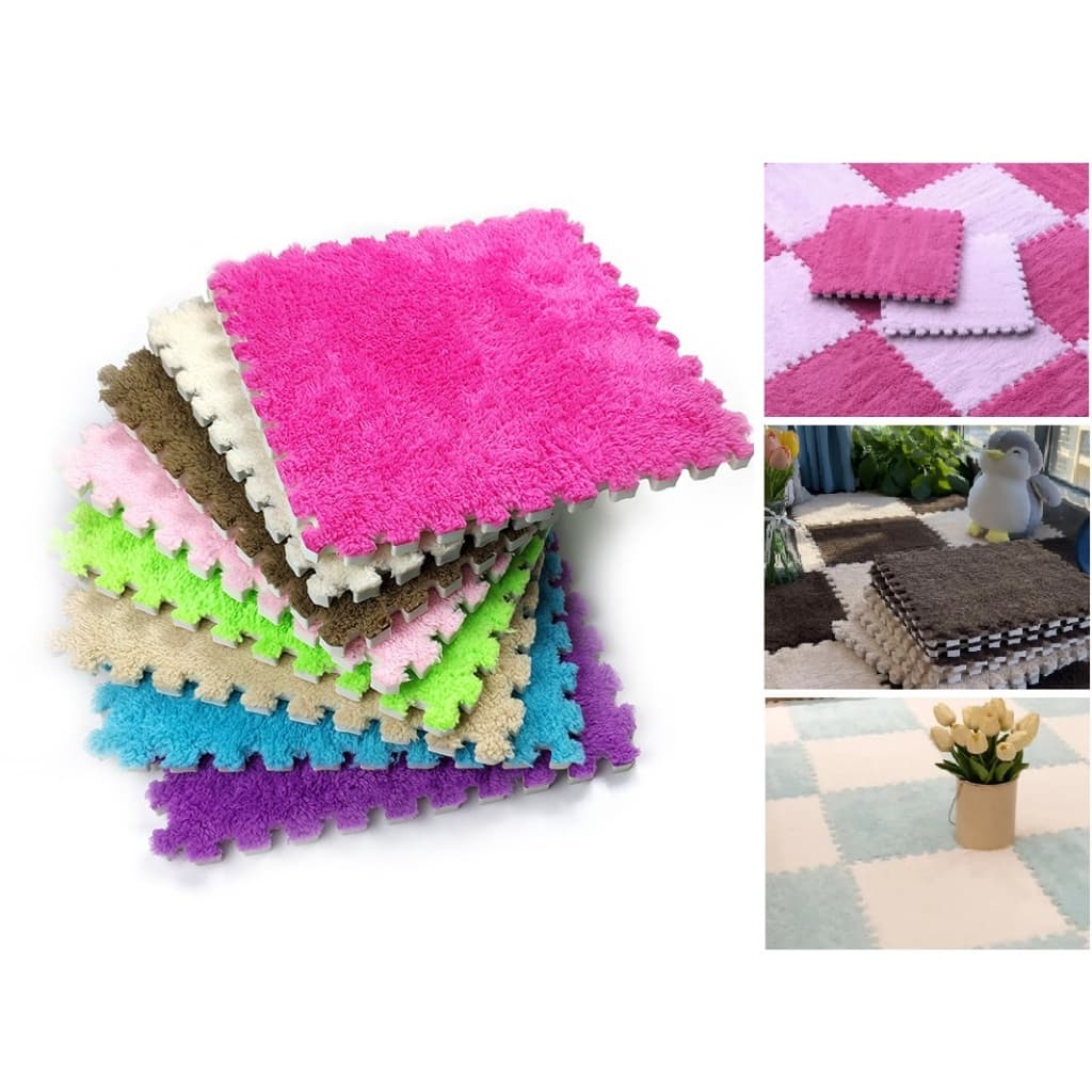 Tapete Emborrachado Infantil Sala Quarto Felpudo Xadrez Bebe