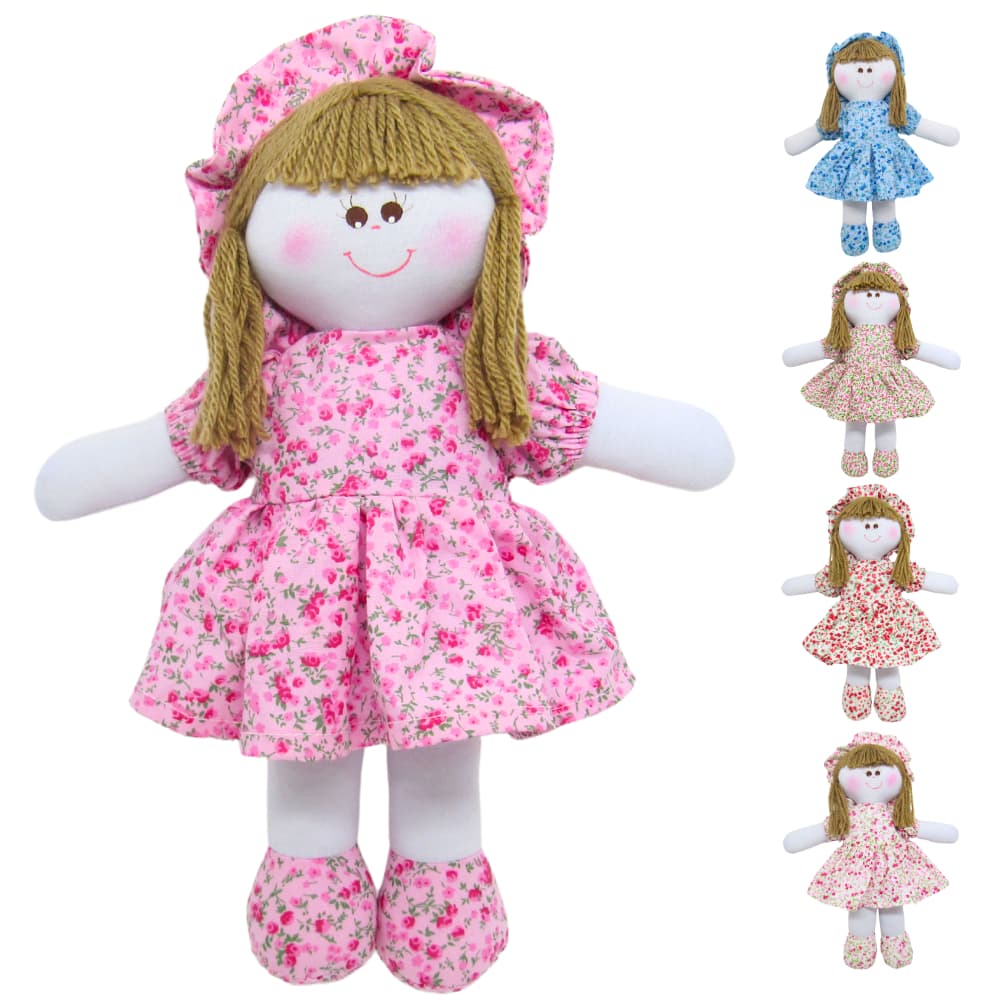 Boneca De Pano 30cm Com Vestido Estampas Sortidas - Infantil Antialérgico Artesanal Menina