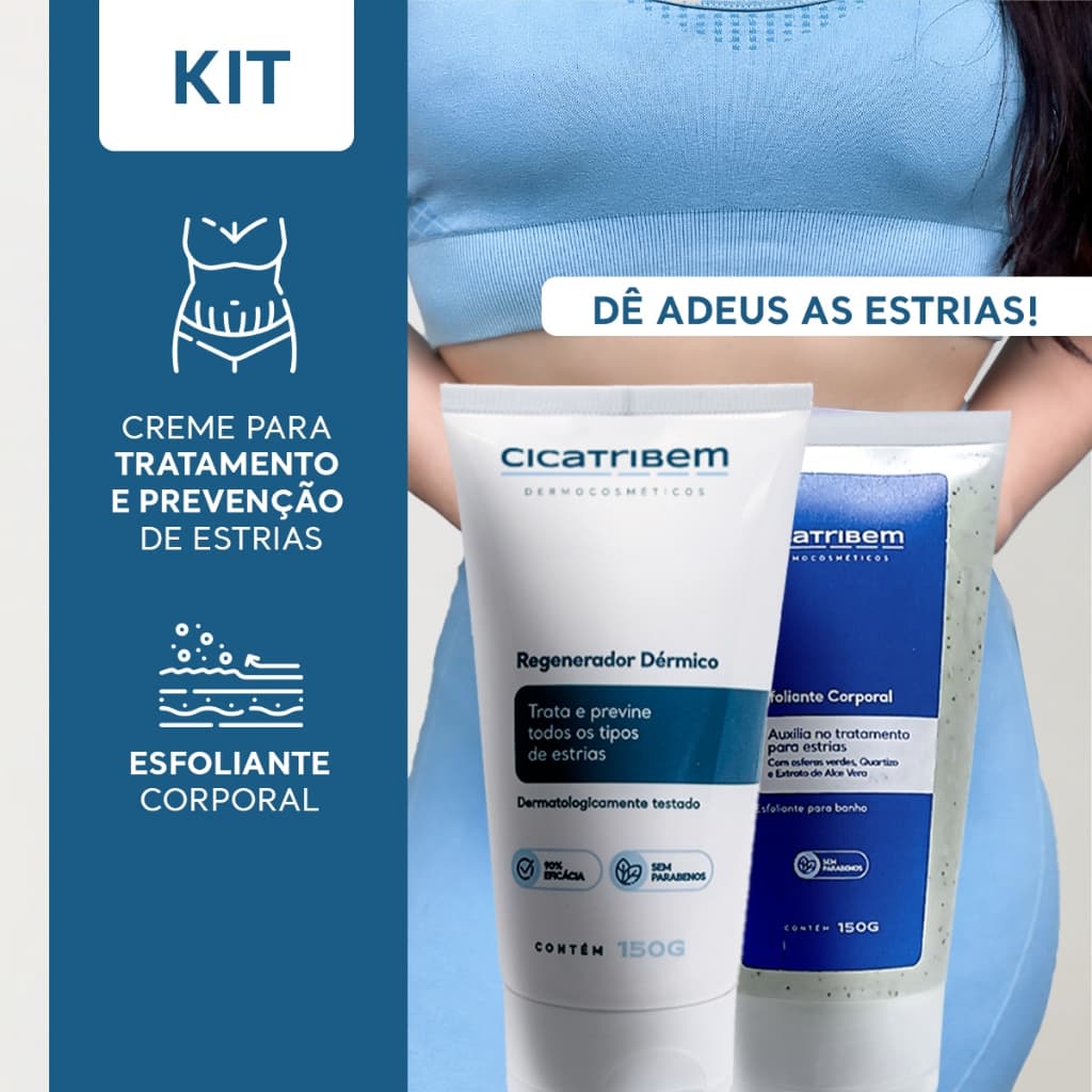 Kit Duplinha - 1 Creme para Estrias + 1 Esfoliante Corporal - Tratamento Completo Contra Estrias