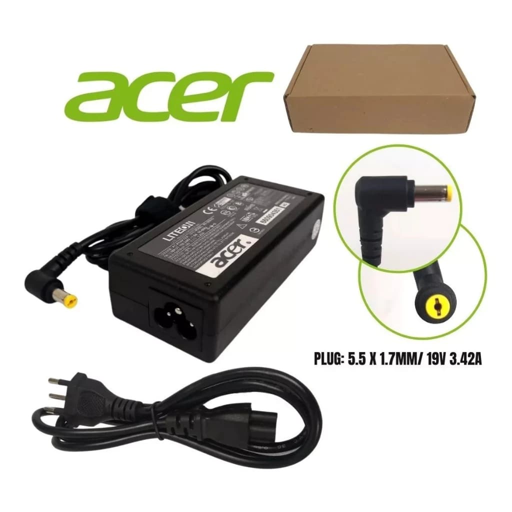 Fonte Para Notebook Acer Aspire 19v 3.42a 65w, 5.5x1.7mm