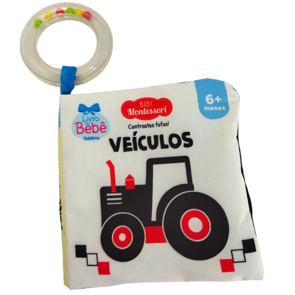 Livro de pano Contrastes Fofos - Veículos - Baby Montessori - TodoLivro
