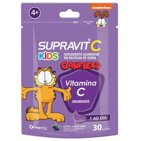 Suplemento Alimentar Supravit C Kids Sabor Uva Garfield 30 Gomas