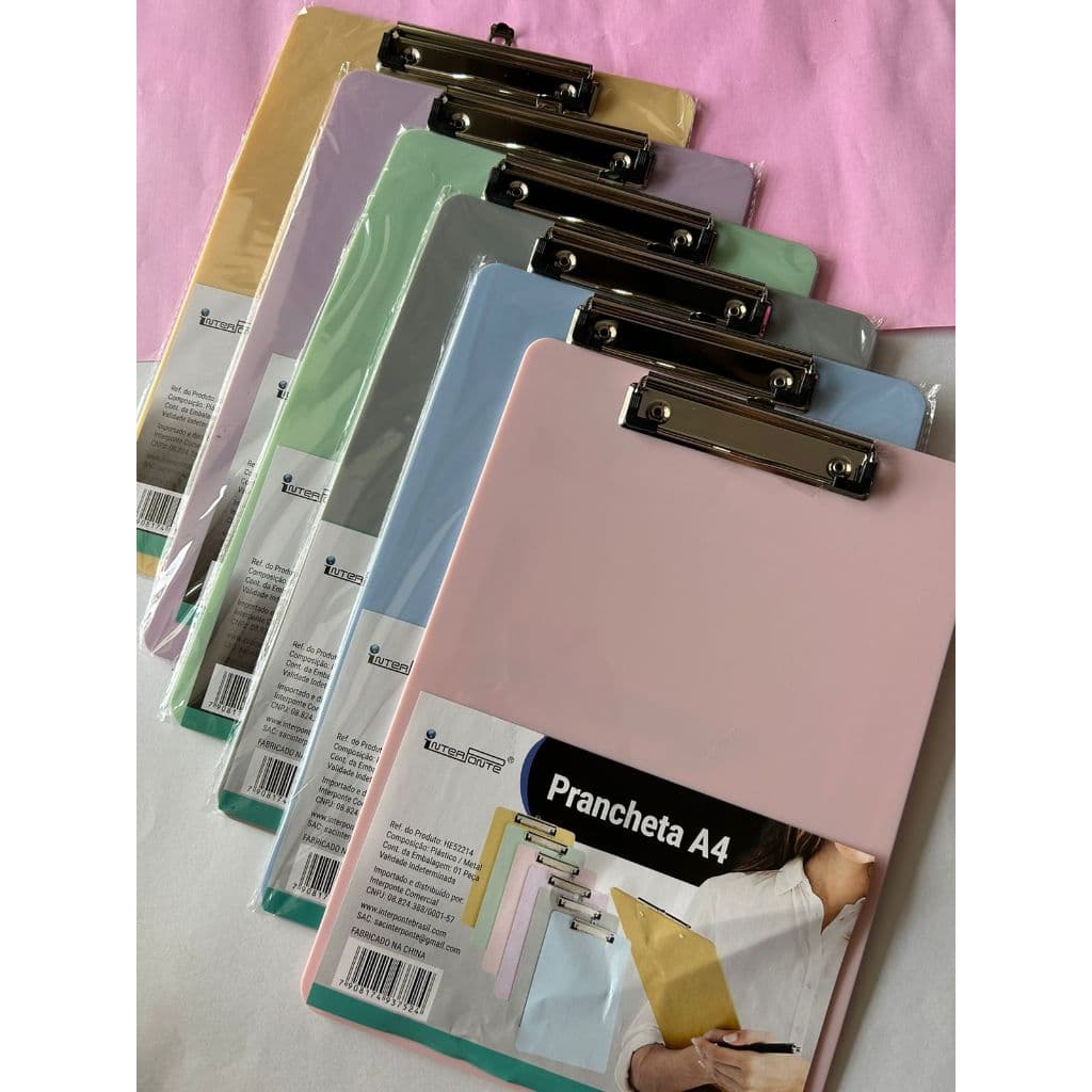 Prancheta A4 Tons Pasteis Com Prendedor Metálico