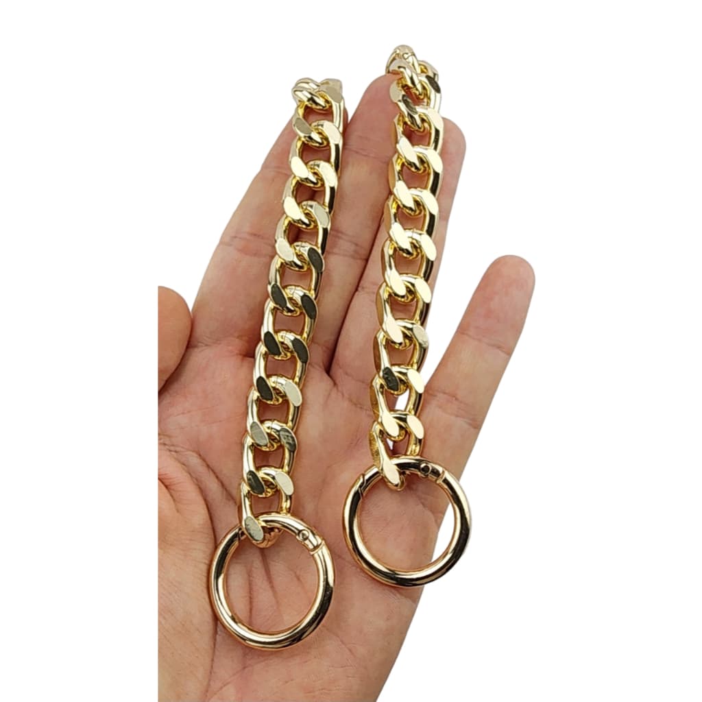 Alça De Mão Para Bolsa Corrente Média Lixada Dourada 50cm