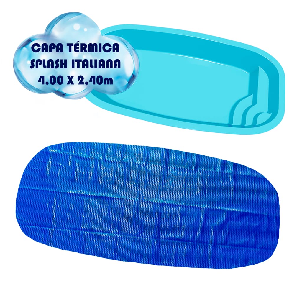 Capa Lona Térmica Splash Igui Italiana 4,00 x 2,40m Para Piscina com Proteção UV Manta 300 Micras Azul