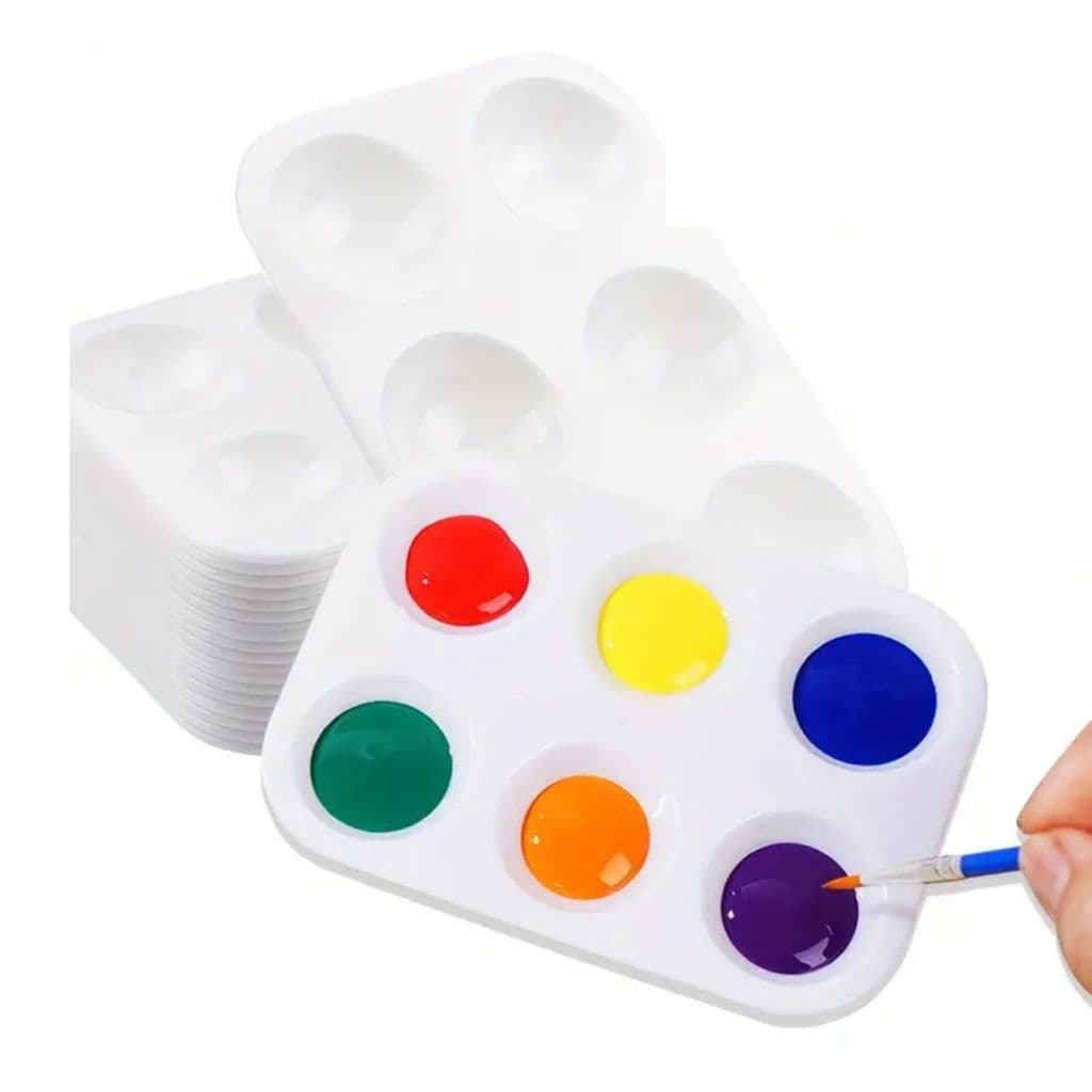 Paleta de Pintura Godê 6 Cavidades Branca Perfeita para aquarela, guache e acrílico