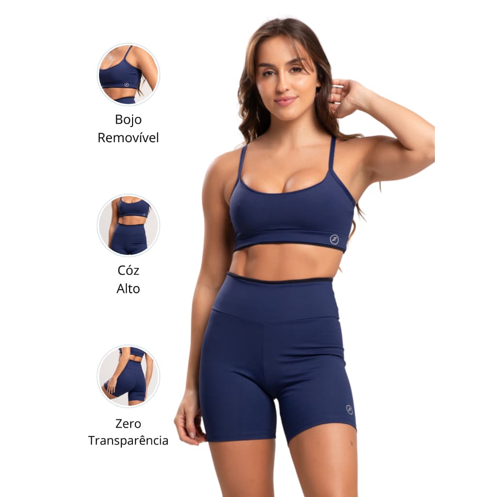 Conjunto Fitness Element Academia Short Top Suplex Zero Transparencia Bojo Removivel Feminina