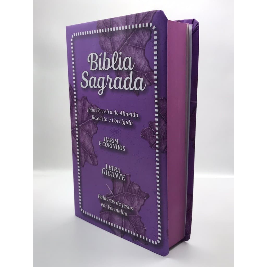 Bíblia Sagrada Tamanho Grande com Harpa Palavras de Jesus em Vermelho Capa Papel Folha Roxa