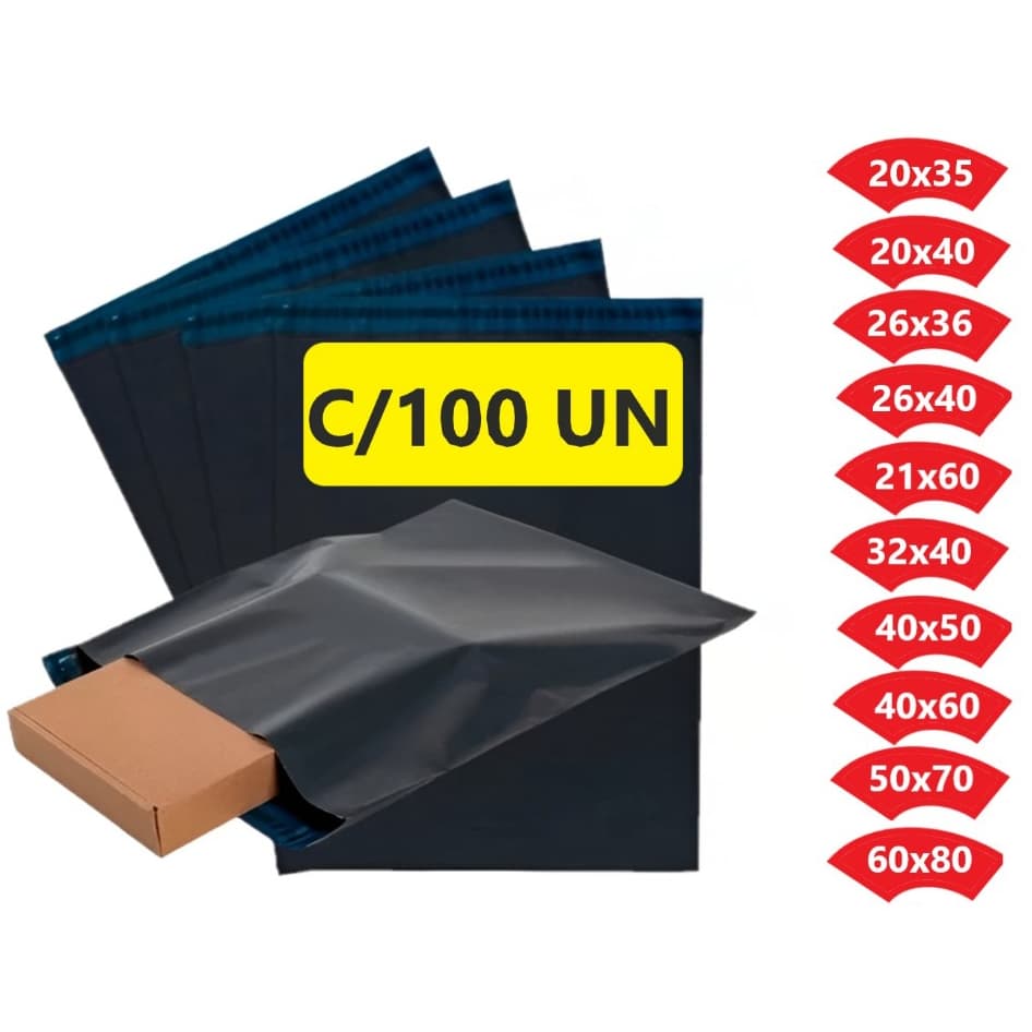 Envelope de segurança com lacre 100 unidades 20x35 26X36 20x40 21x60 26x40 32X40 40X50 40X60 50x70 60x80