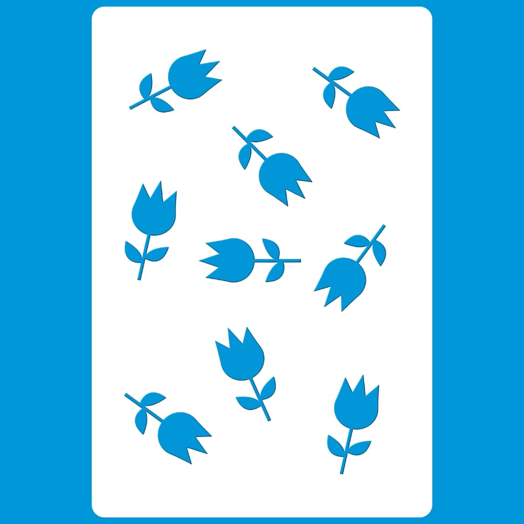 Stencil 8 X 12 Estampa Tulipinhas M Molde Vazado Pintura Tecido Mdf Madeira Camiseta Pano Prato