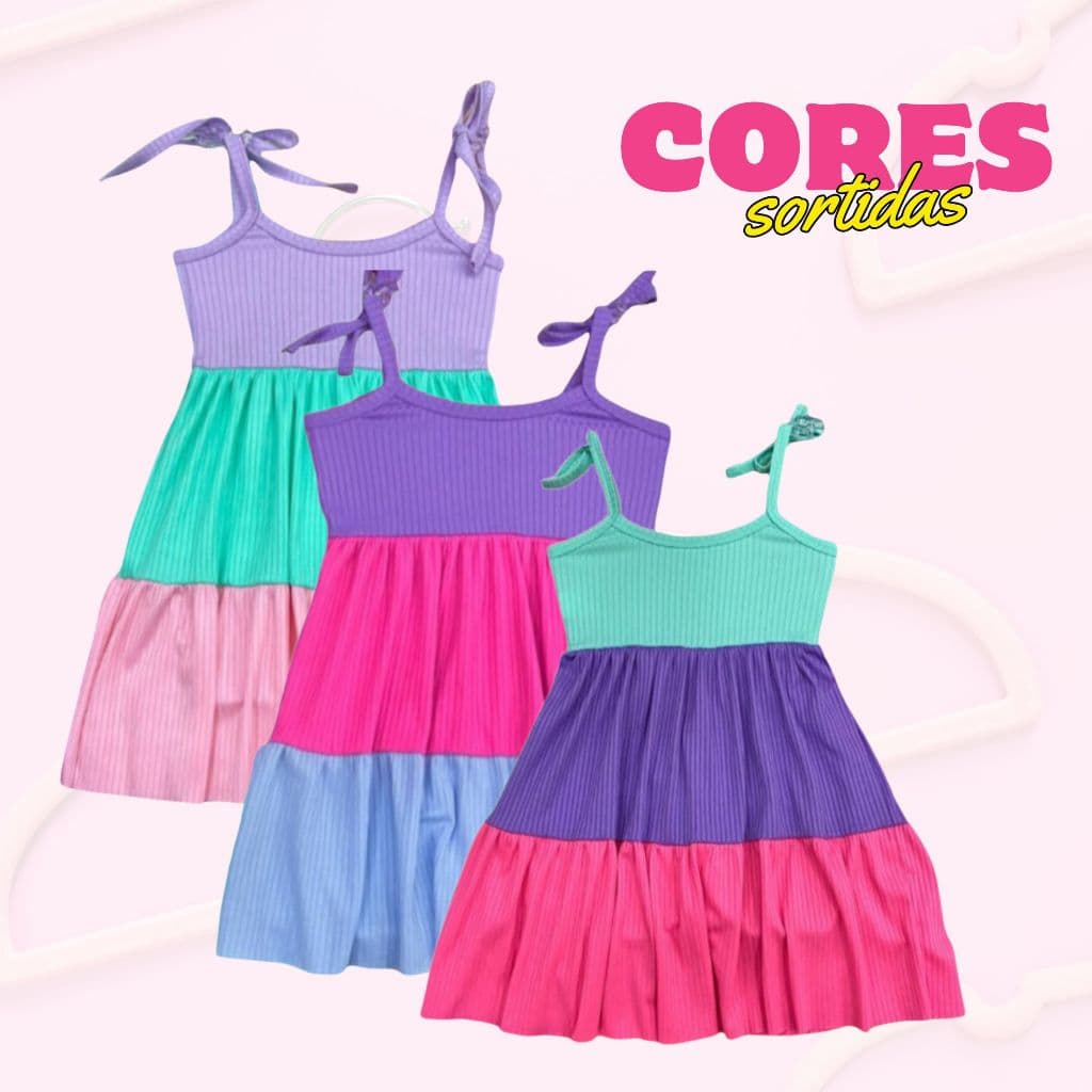 Vestido Infantil menina modelo três maria verão multicolorido ENVIO DE CORES SORTIDAS