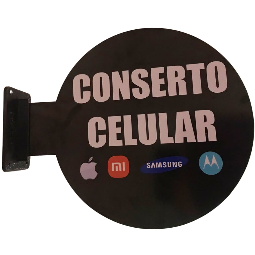 Placa Dupla Face Uso Externo - Conserto Celular Marcas