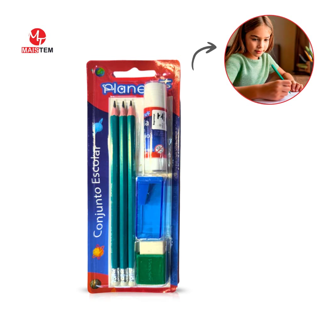  Escolar Papelaria Lápis Borracha Apontador Cola Bastão Papelaria Volta as Aulas Papelaria Fofa