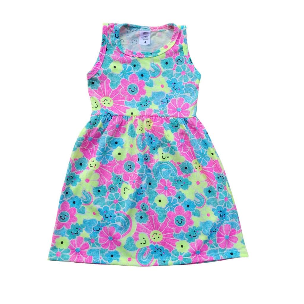 Vestido Infantil Manga Regata Colorido para Crianças