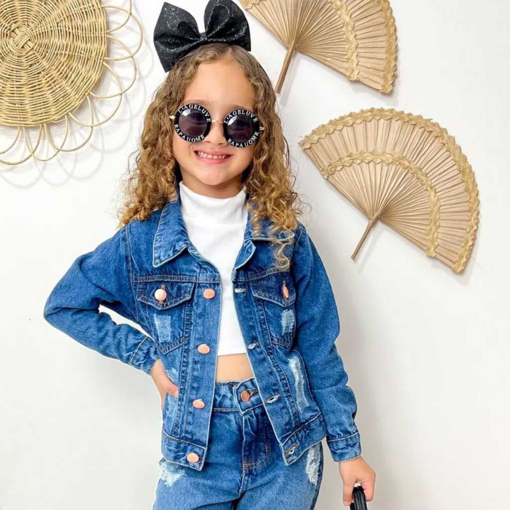 Jaqueta Jeans  Infantil Menina Feminina Destroend   Casaco Blusa de Frio 4 AO 12