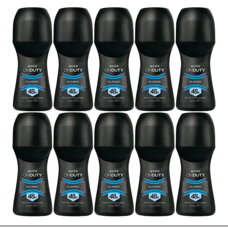Kit com 10 Desodorantes Roll-on On Duty Classic Masculino 50ml-Avon