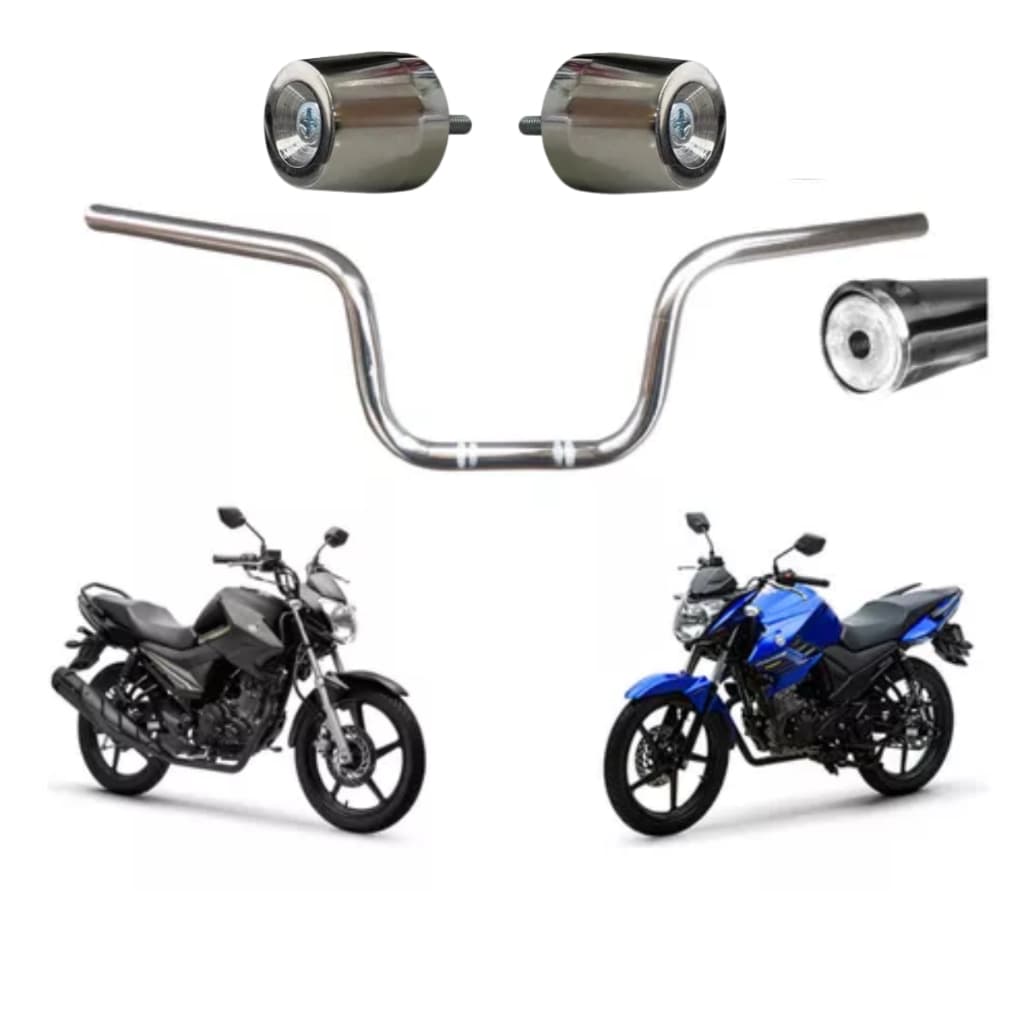 Kit Guidão Pezinho Peso  Moto Factor 125 Fazer 150 Preto Fosco Yamaha Resistência