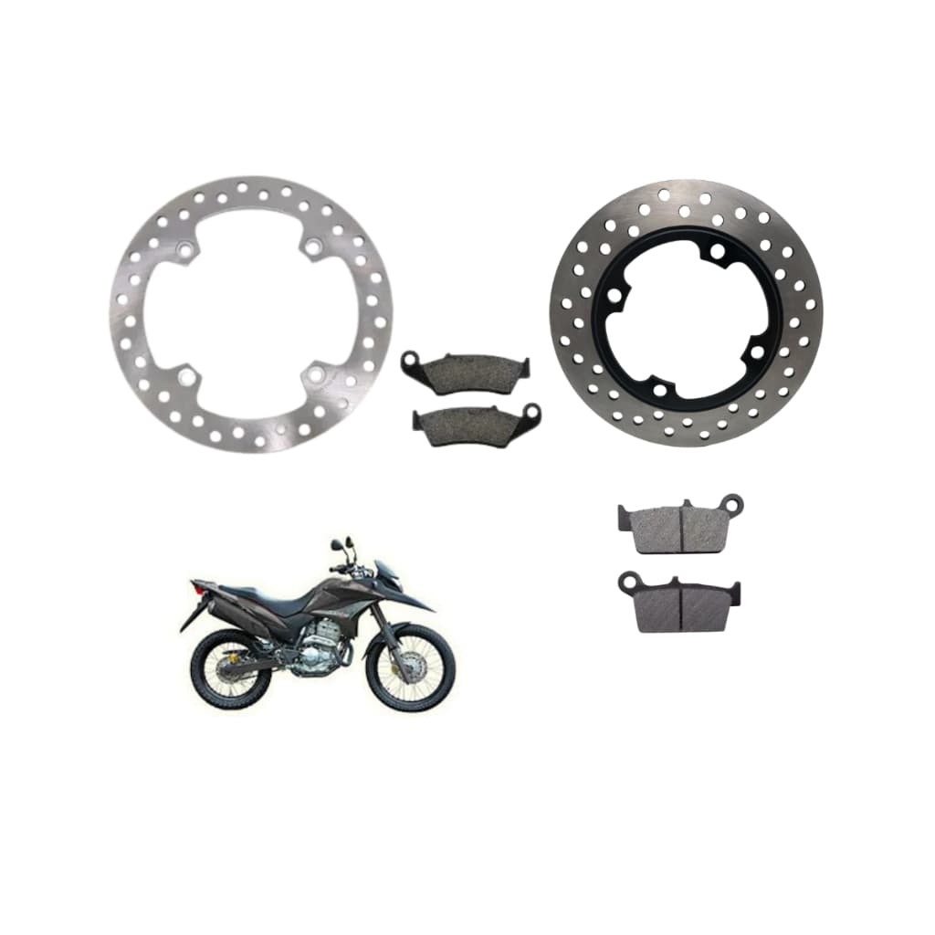 Kit Disco Traseiro + Dianteiro + Patilha de Freio XRE300 Sem ABS