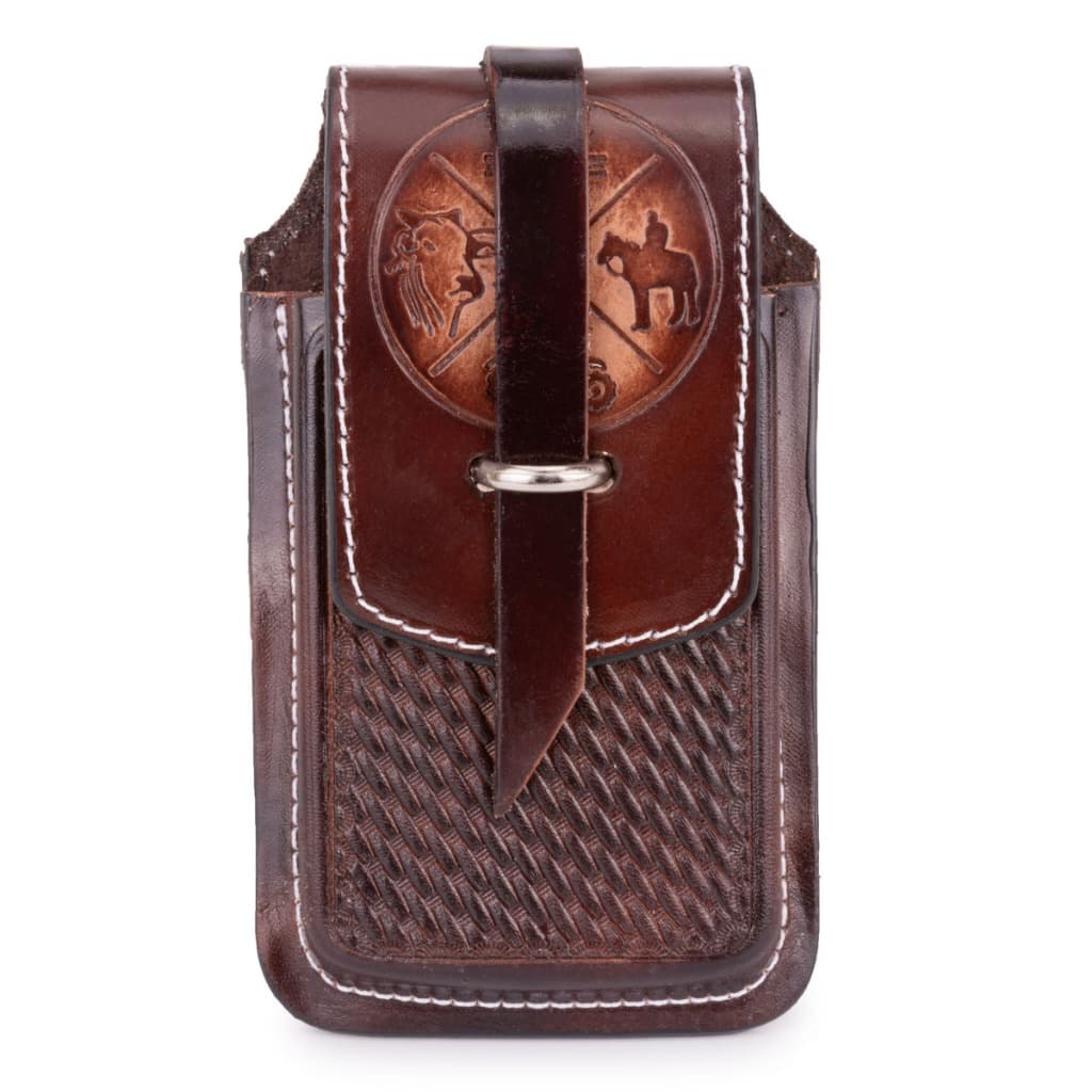 Bainha Porta Celular De Couro Rustica Com Fecho De Argola