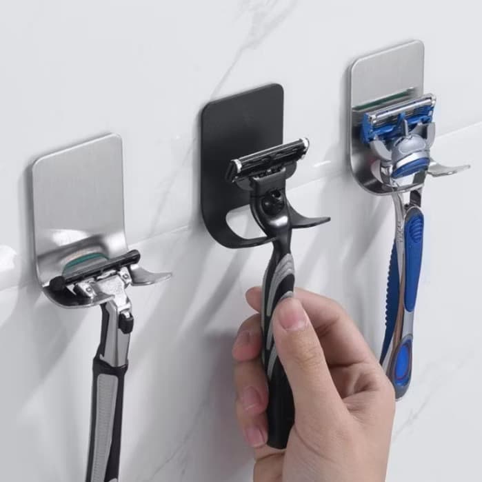 Suporte Para Parelho De Barbear Lamina Gillette Gilete Prestobarba Em Aço Inox Fita 3M