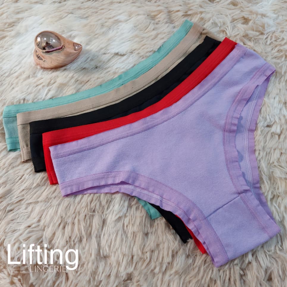 Kit 5 Calcinha Tradicional De Algodão Com Viés Aberto Para Academia Não Marca Na Roupa Modelo Básico