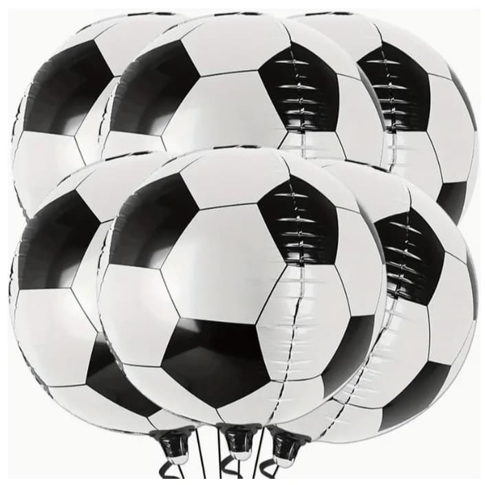 Kit 5 Balões 4D Bola De Futebol Copa Metalizado 22" 55cm