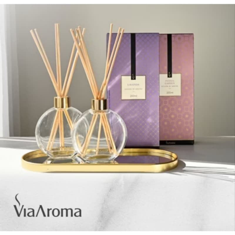 Difusor de Varetas 200ml  Via Aroma Fragrâncias Linha Classica Cheirinho para Casa e Escritório Aromaterapia