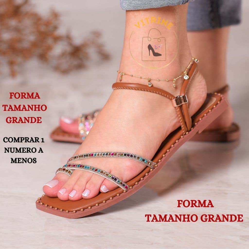 Sandália Rasteirinha Feminina Luxo Brilho Strass