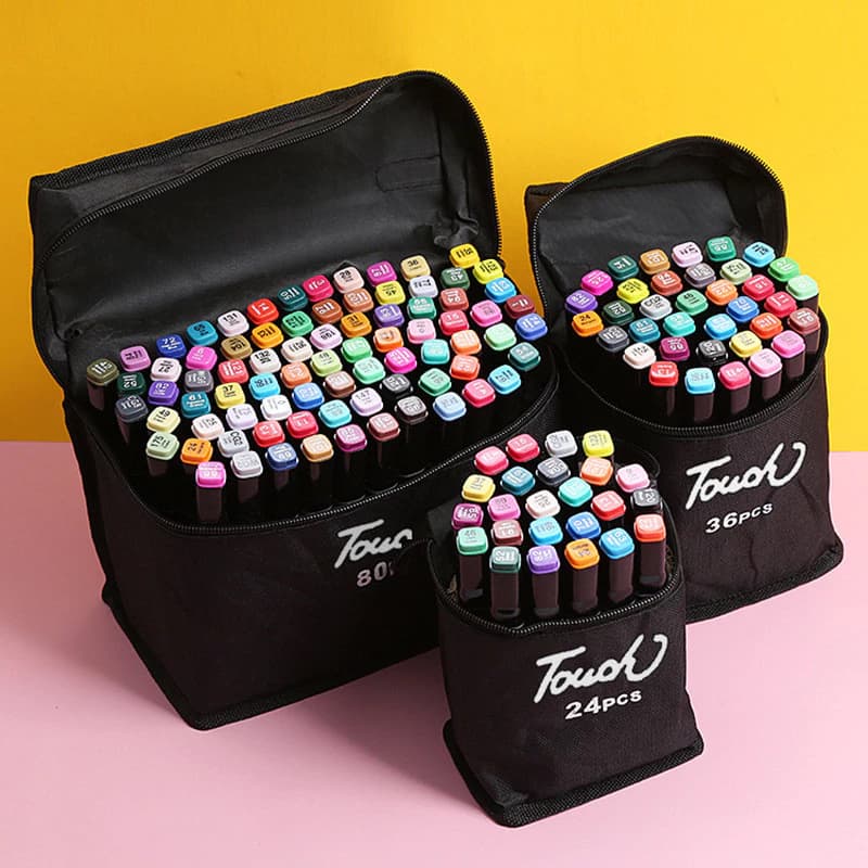 Caneta Marcadora 24/36/48/60 Cores Touch Com Ponta Dupla Pintura De Arte Aquarela Material Escolar