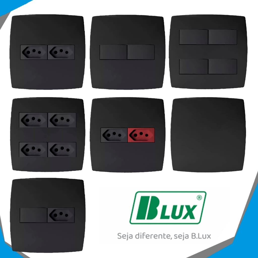 MONTE O SEU KIT Tomada 4X4 10a 20a Conjunto Home Grafite Interruptor Simples Paralelo Blux
