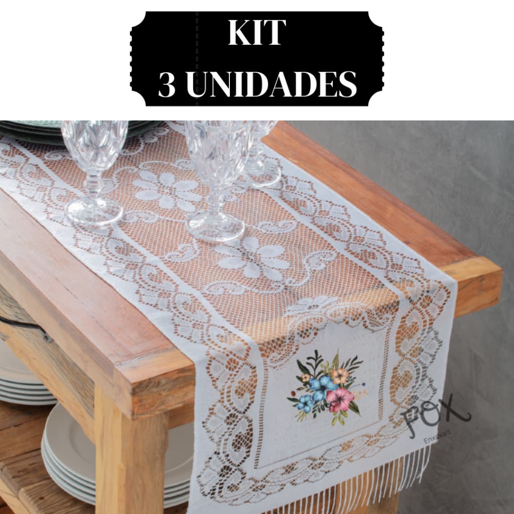 Kit 3 Caminho de Mesa Renda Estampado florido de alta qualidade envio rápido