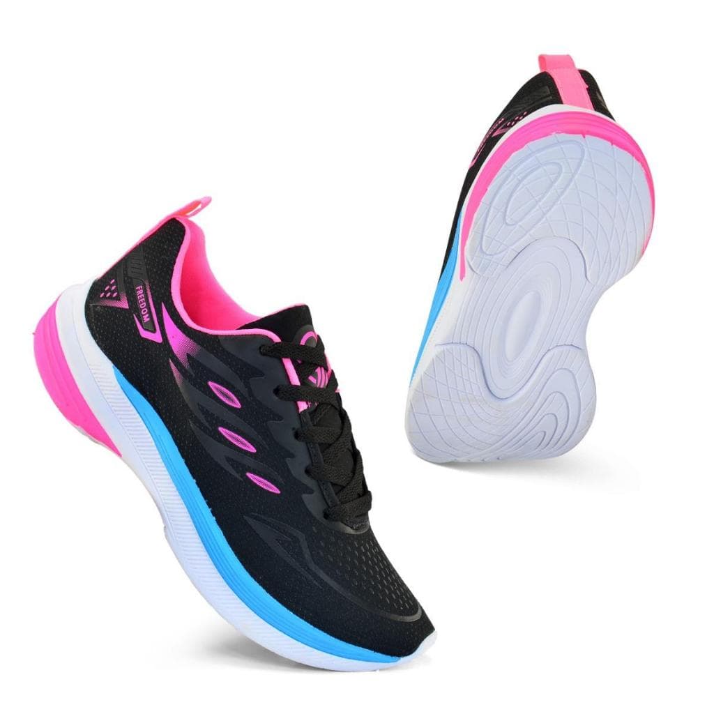 Tenis Feminino Escolar Academia Original FREEDOM Corrida Caminhada Lançamento AZUL PRETO PINK
