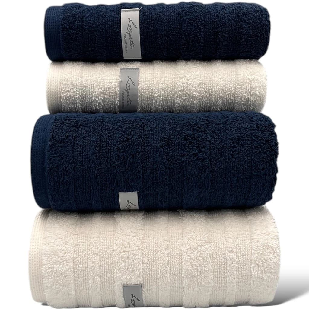 Jogo de 4 Toalhas de Banho e Rosto Super Grossa Macia 100% Algodão Gramatura 600g Volume Extra