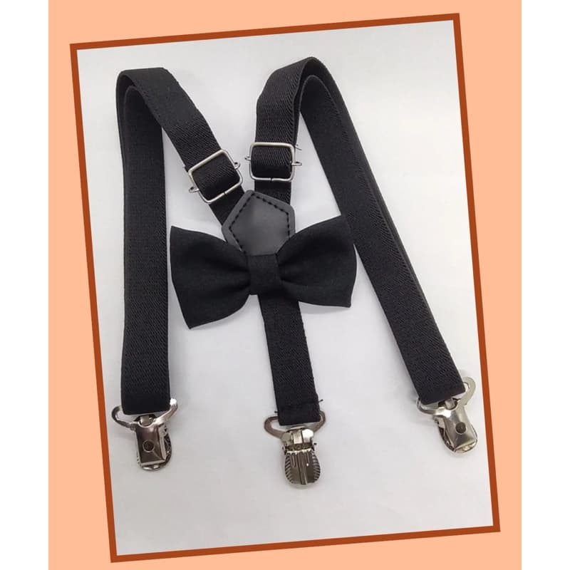 KIT SUSPENSÓRIO COM GRAVATA BORBOLETA INFANTIL PRETO